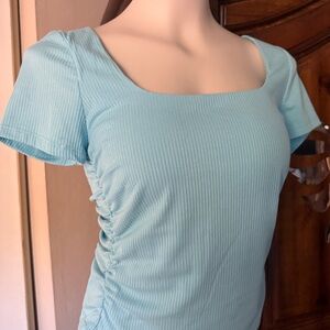 Light Blue Ribbed Women's Top